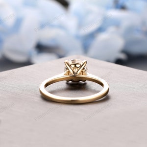 14k Gold Pointed Prongs Moissanite Ring, Round Cut 7mm Simulated Diamond Ring, 18k Gold Moissanite Wedding Ring, Moissanite Ring For Women image 8