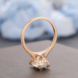 Long Cushion Cut 7x8mm 2.00CT Moissanite Ring, Pave Set Moissanite Wedding Ring, 14k Gold Minimalist Ring, Simulated Diamond Engagement Ring image 7