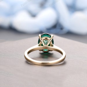 Oval Cut 7x9mm Emerald Ring, Prong Set Solitaire Oval Shape Emerald ...