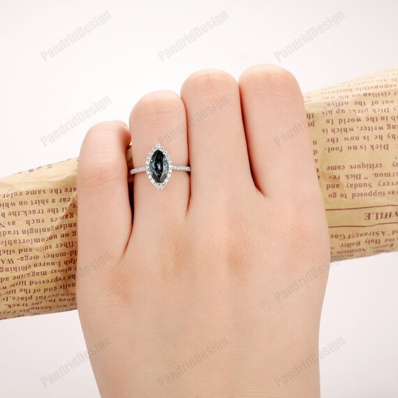 Anello di fidanzamento con topazio blu in oro bianco 14k anello di topazio blu Londra naturale