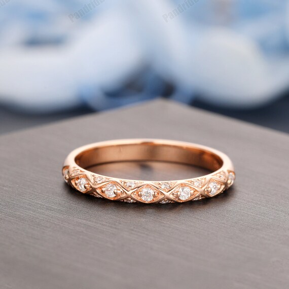 Promise Bridal Set Ring, Delicate Wedding Band, Simulated Diamond