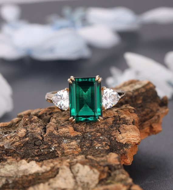 Colombian Emerald Engagement Ring 3.58 TCW 18K India | Ubuy