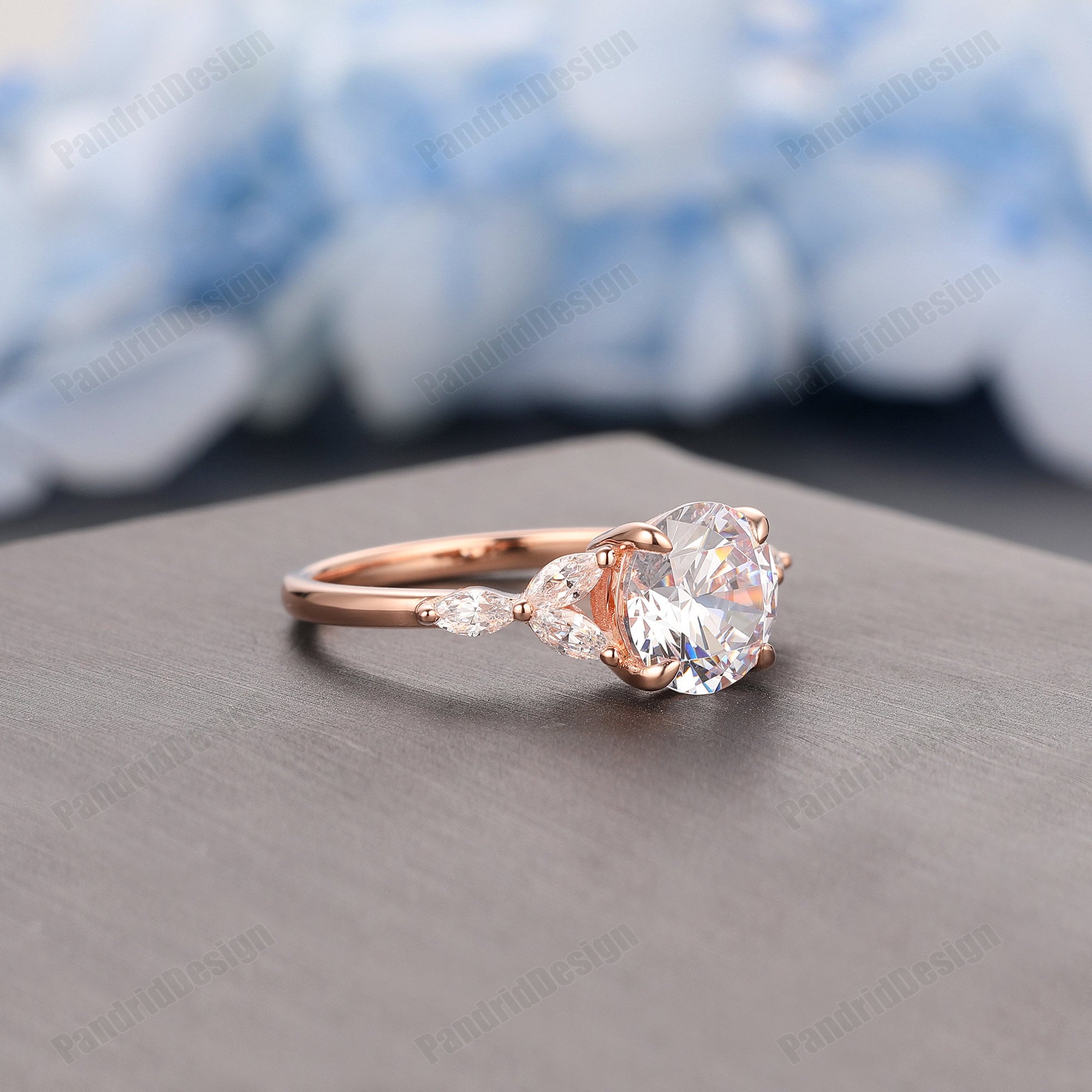 Proposal Ring Rose Gold Gemstone Ring 2.0CT Round Cut 8mm