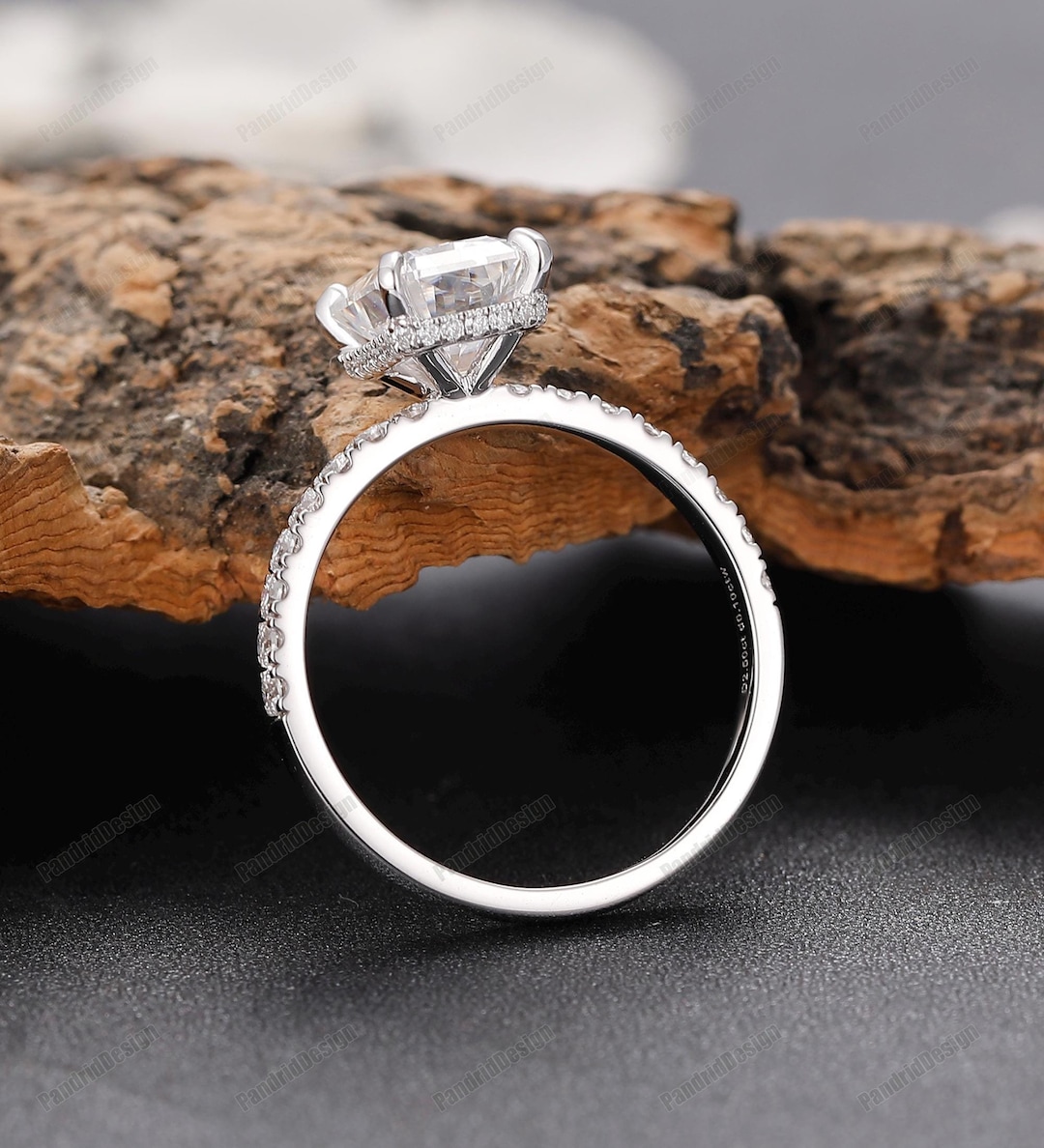 Band Half Eternity 1-3CT Radiant Moissanite Diamond