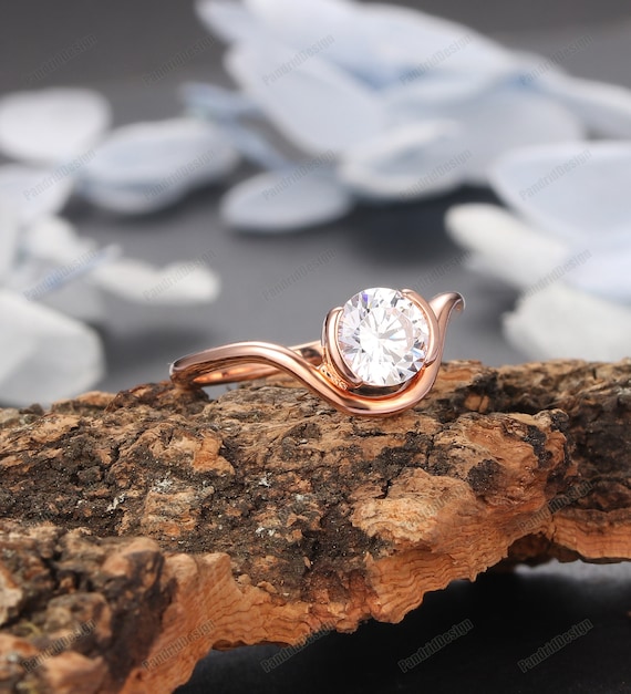 Channel Set Engagement Rings Rose Gold 6.5mm Round Cut -  Finland