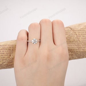 14k Gold Pointed Prongs Moissanite Ring, Round Cut 7mm Simulated Diamond Ring, 18k Gold Moissanite Wedding Ring, Moissanite Ring For Women image 9