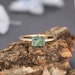 Horizontal Emerald Cut Moss Agate Rings For Women, 1.00CT 5x7mm Green Moss Agate Ring, Dainty Ring, Solid 18k Gold Engagement Wedding Rings