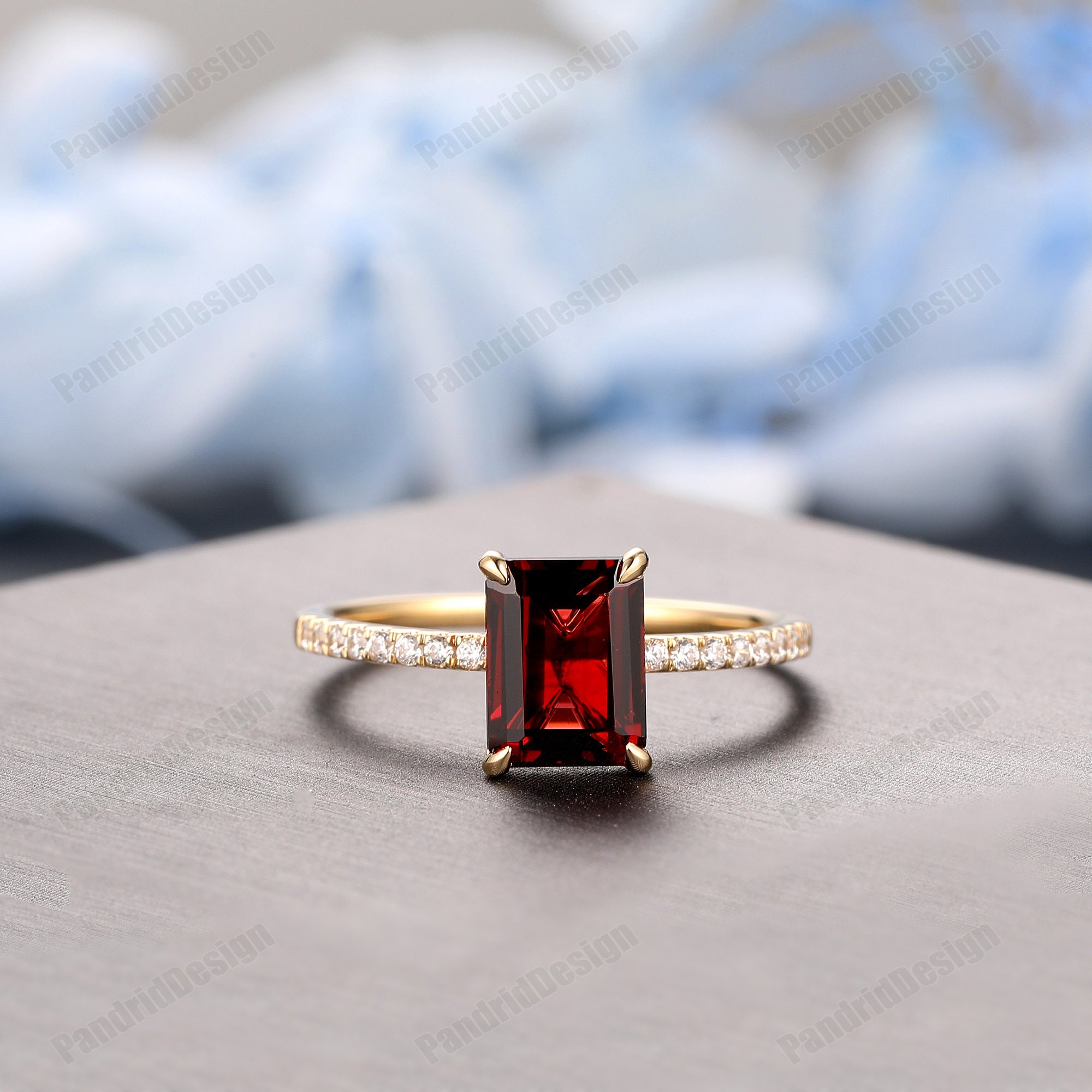 Anello Donna Offerta Oro Rosa 18K, Fiore Anelli Sposi Ovale Rosso Rubino Chiaro Diamante 0.6ct Anello Fidanzamento Donna Taglia 8