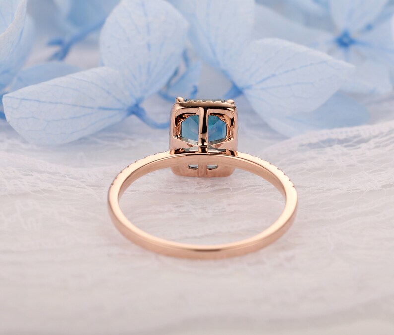 Anniversary Gift Ring 6x8mm Emerald Cut Natural London Blue Etsy