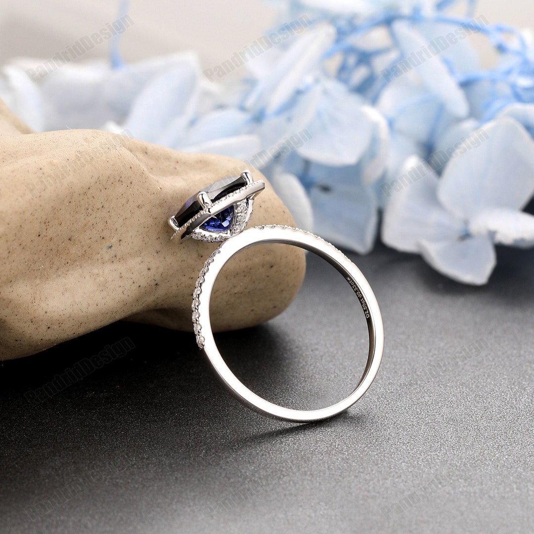 指輪・リング Sapphire Engagement Love Ring Silver Bronze Amazon.com: AZQ Fashion 2PCS 925 Sterling Silver Natural