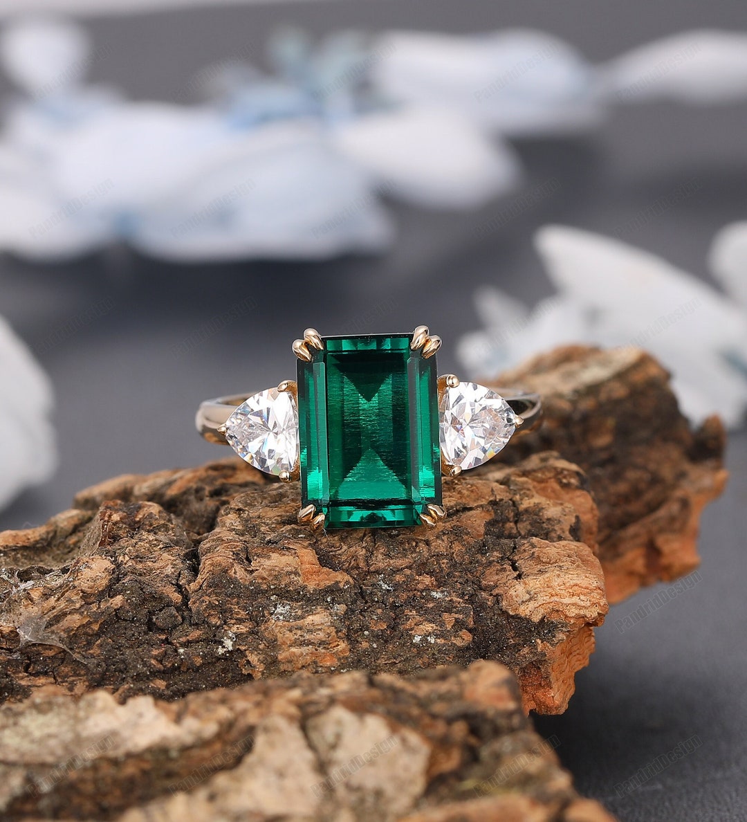 Gemstone Ring Best Emerald Rings Prong Set Emerald Engagement Ring