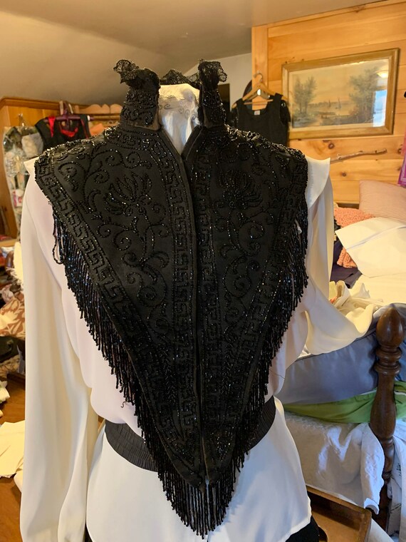 Antique Edwardian/Victorian Black Beaded Evening S