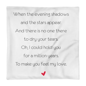 Pillow Case only with love song music lyrics from "Make You Feel My Love"