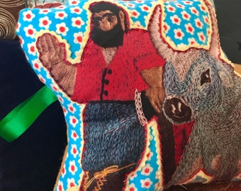 Paul Bunyan and Babe Hearty Friendship Decorative Pillow