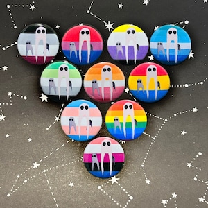 Fresno Nightcrawler Cryptid Pin | 1.25-Inch Button | Choose Your Pride Flag | LGBTQ+ Cryptid Accessory