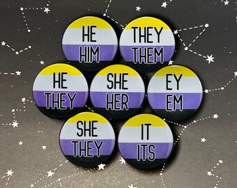 Nonbinary Pride Flag Pronoun Pins