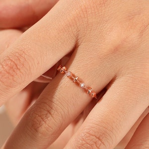 14k Gold Matching Band Wedding Ring Solid Gold Eternity Ring Womens Dainty Stackable Ring Moissanite Wedding Band Handmade Jewelry Gift Her