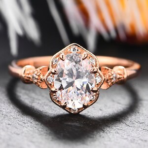 Vintage Wedding Promise Ring, Oval Moissanite Engagement Ring, Handmade Bridal Ring, Genuine Moissanite Wedding Ring, Perfect Gift For Lover