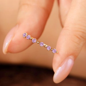 Unique Pink Sapphire Ring Solid 14k Gold Wedding Band Natural Genuine Pink Sapphire Stackable Ring Handmade Gemstone Ring Sapphire Jewelry