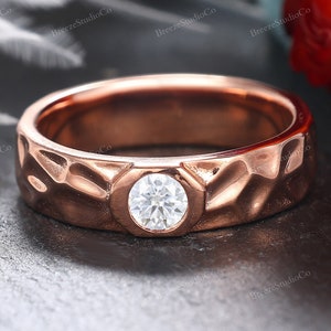Hammered wedding Ring Hammered Brushed Silver 925 Band yellow gold hammered ring Mens Ring 5mm Wedding Band Brushed Ring Gift For Him
