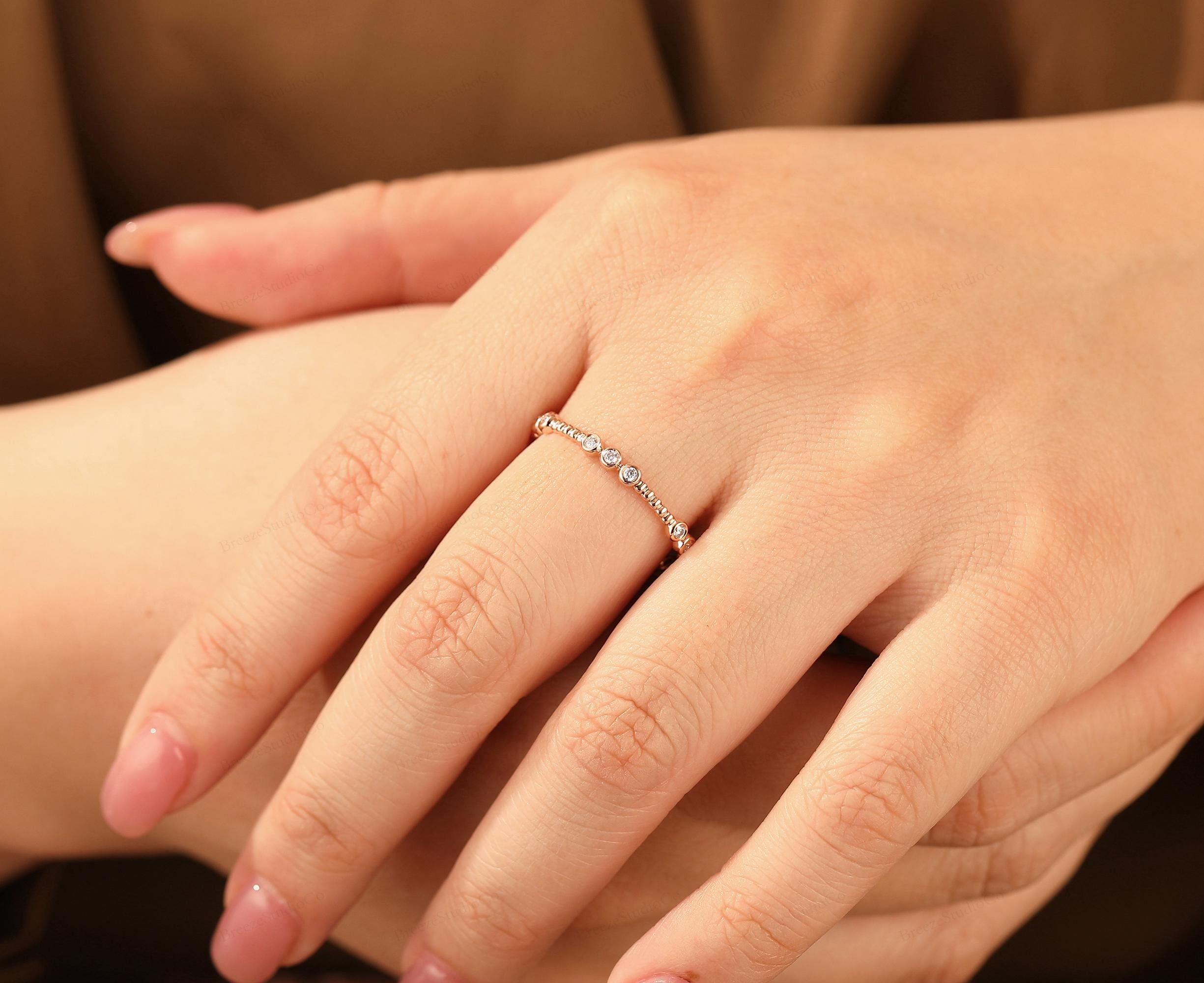 Full Eternity Round Moissanite Wedding Band, Bezel Setting Rings ...