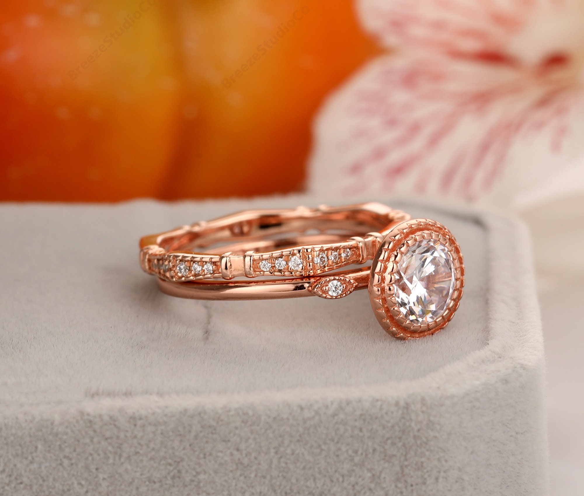 14k Gold Man Made Diamond Ring6.5mm Round Cut Moissanite Etsy