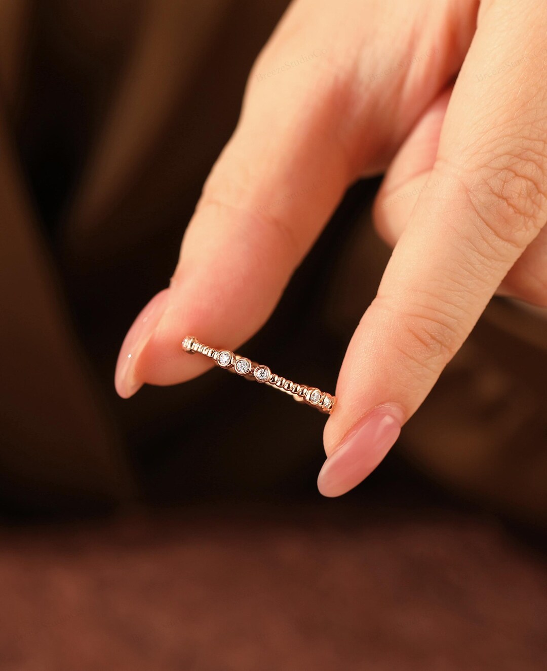 Full Eternity Round Moissanite Wedding Band, Bezel Setting Rings ...