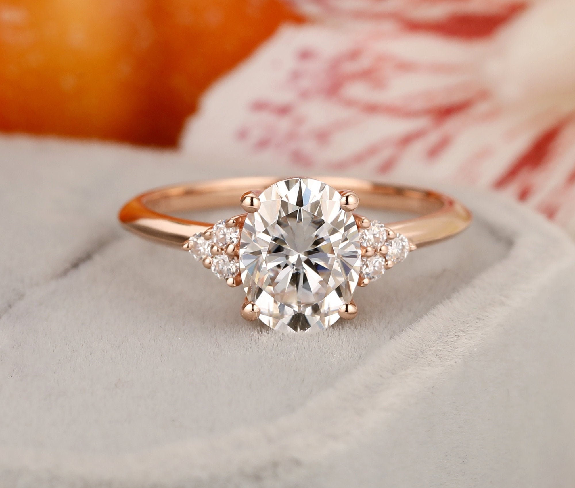 Custom Gemstone Rings 6x8mm Oval Moissanite Engagement Ring | Etsy