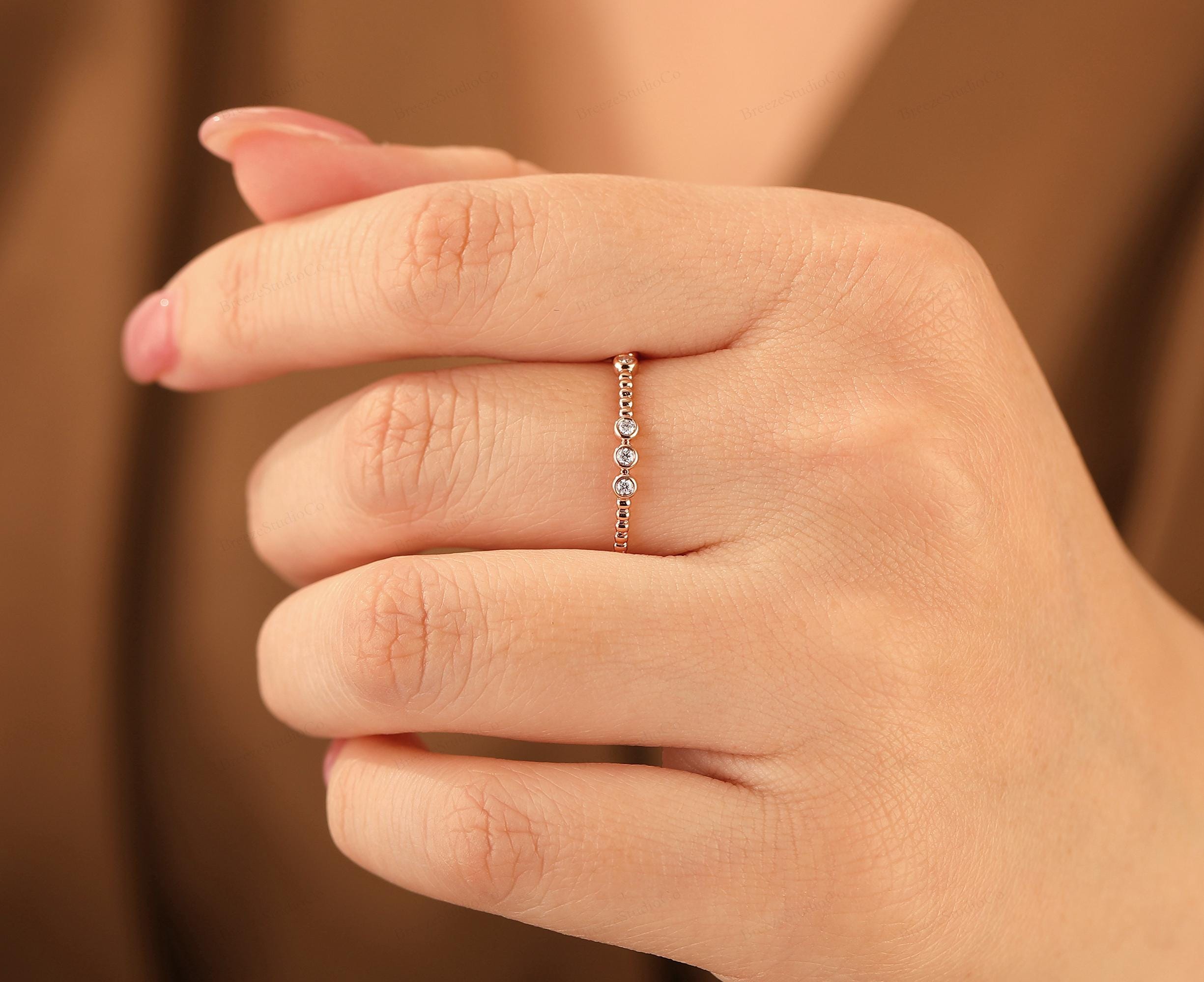 Full Eternity Round Moissanite Wedding Band, Bezel Setting Rings, 14k ...