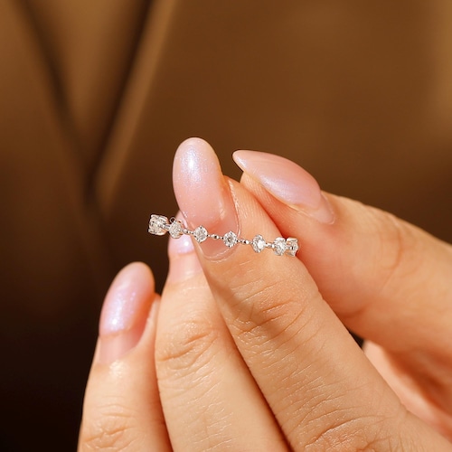 Danity Full Eternity Moissanite Diamond 14k & 18k Solid Gold Eternity Stacking Wedding Band Jewelry