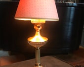 Art Deco Fenton lamp brass glass marble