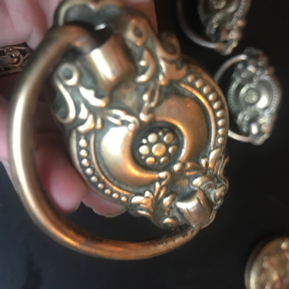 Vintage Brass Ring Drawer Pulls Etsy