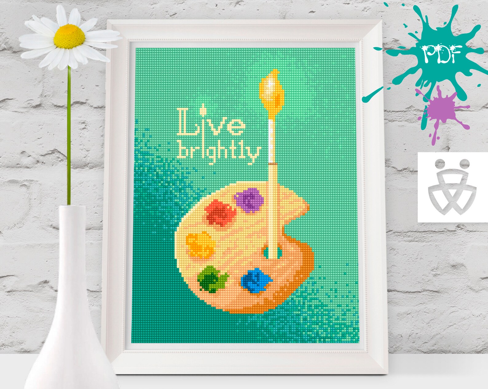Cross stitch pattern pdf Palette Artist Live brightly Art Etsy