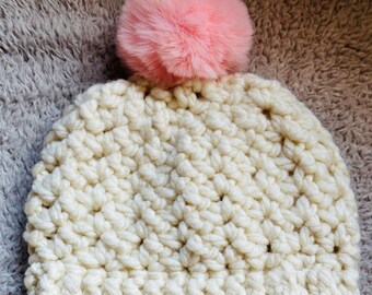Toddler crocheted pompom Hat