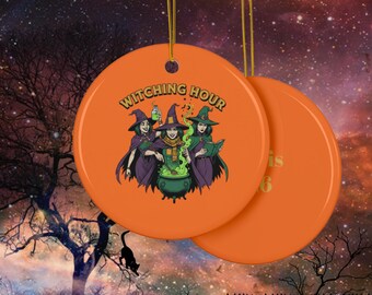 Witch Tree Decor Ceramic Ornament | Personalized Halloween Ornament