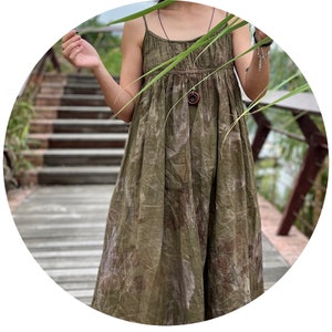 eco print dress cotton dress natural plant hand dyed
