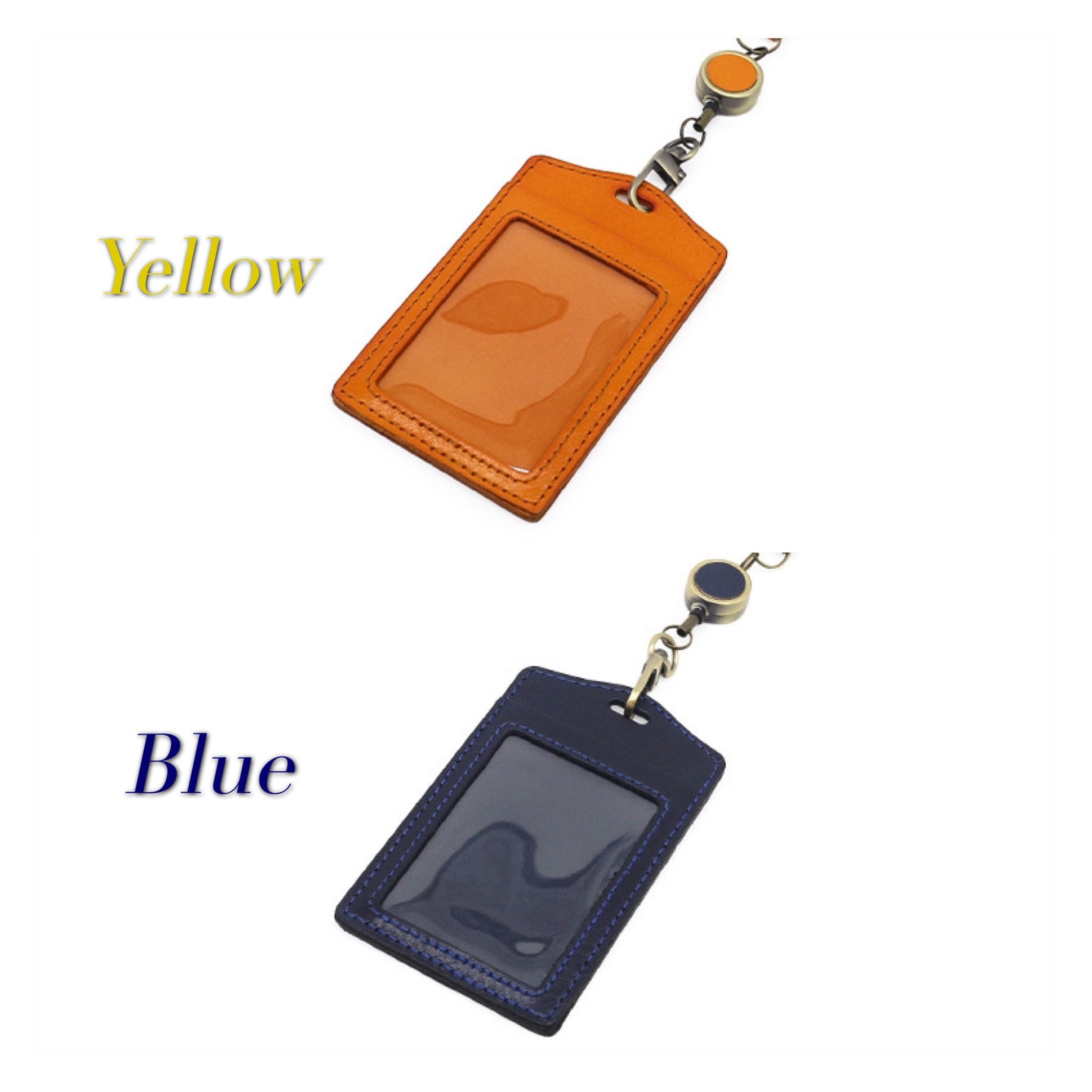 PEANUTS Customized Leather Badge Holder｜Saffiano Blue｜Crudo Leather Craft