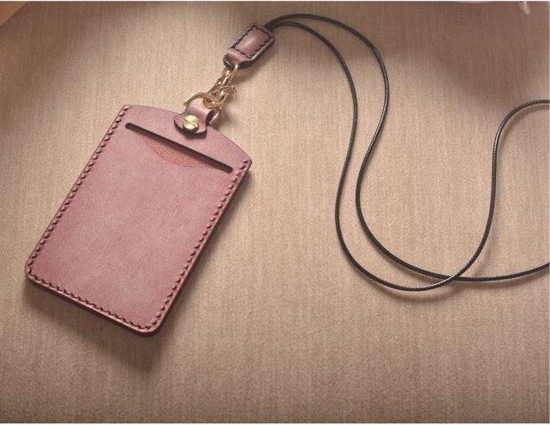 Leather ID card holder / badge holder with lanyard ( Custom Name ) - Shop  weekenlife.co ID & Badge Holders - Pinkoi