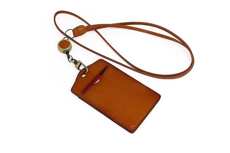 Leather ID Holder With Personalised Lanyard, ID Card Holder, Pass Holder, Badge  Holder, Anniversary Gift Fathers Day 