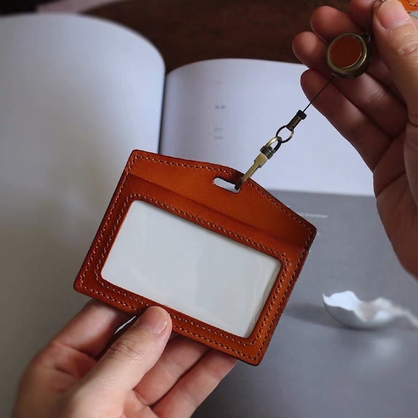 Leather Horizontal Id Holders Etsy
