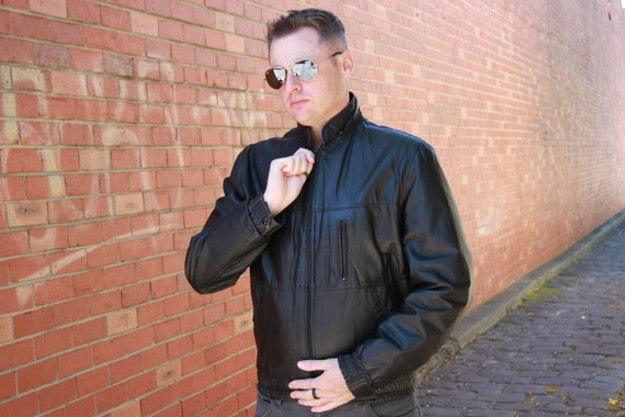 Vintage 1980s OLEG CASSINI Leather Jacket / Black