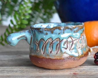 Stella Mug // ceramic pottery mug blue brown handmade cup with handle