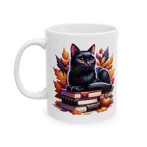 Autumn Vibes Black Cat Cozy Fall Mug - Perfect Gift for Cat Lovers, Fall Readers & Coffee Lovers Bild 2