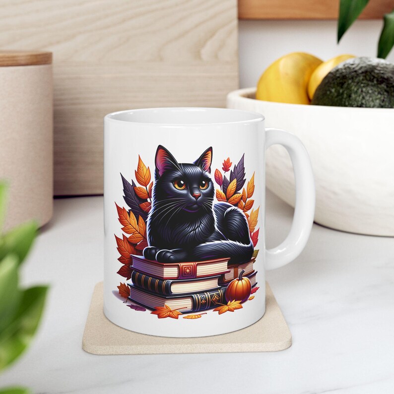 Autumn Vibes Black Cat Cozy Fall Mug - Perfect Gift for Cat Lovers, Fall Readers & Coffee Lovers Bild 4