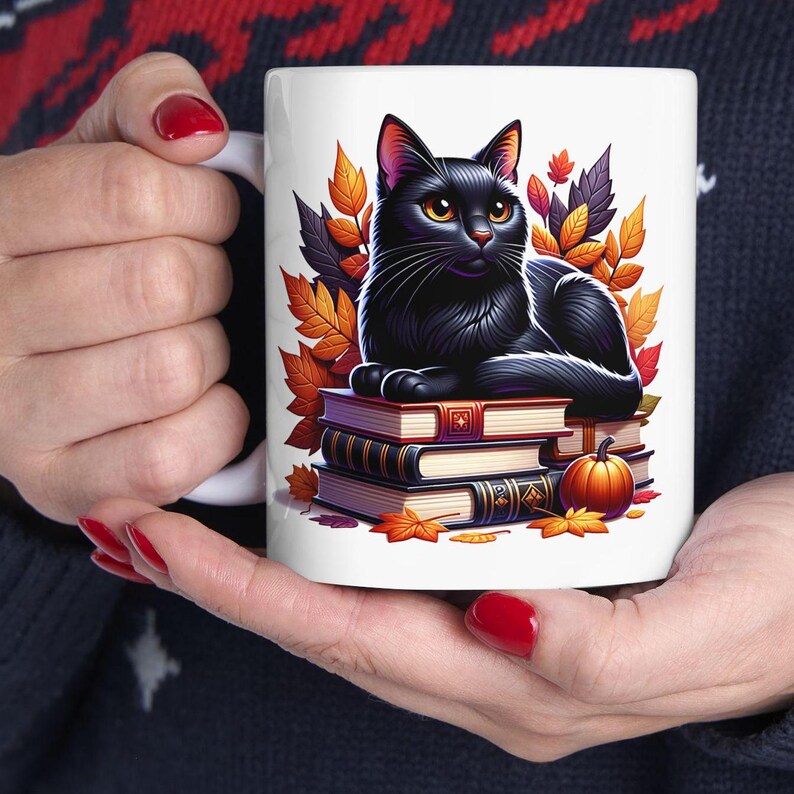 Autumn Vibes Black Cat Cozy Fall Mug - Perfect Gift for Cat Lovers, Fall Readers & Coffee Lovers Bild 7