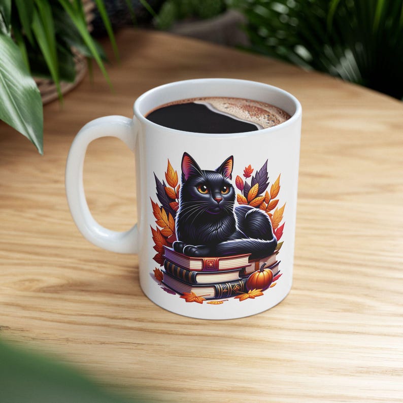 Autumn Vibes Black Cat Cozy Fall Mug - Perfect Gift for Cat Lovers, Fall Readers & Coffee Lovers Bild 5