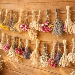 Gedroogde minitrossen, stel je eigen boeket samen, kleine natuurlijke droogbloemen