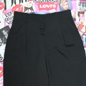 Vintage 80s Ann Hobbs for Cattiva Black Pants, High Waist, Front Zipper with Tassel, Preppy/New Wave Style, Made in the USA, Waist 31&quot;