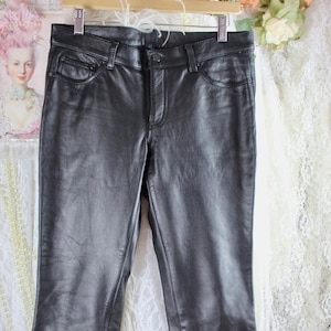 Vintage 90s First Classics Black Leather Pants, Motorcycle Leather Pants, Classic Leather Gear, Low-Rise, Lining, 100% Leather, Waist 32
