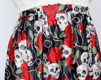 Costume Skirt, Skull Skirt, Womens Skirts, Dia de Los Muertos, Size Medium